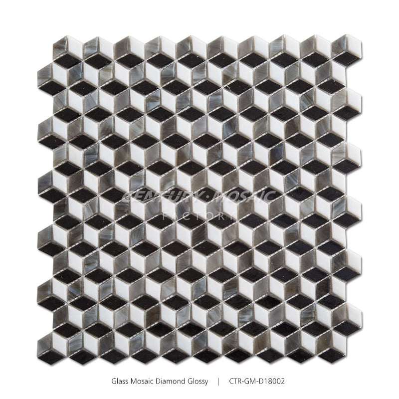 3D Color Effect Diamond Glass Mosaic  Black Glossy Wholesale