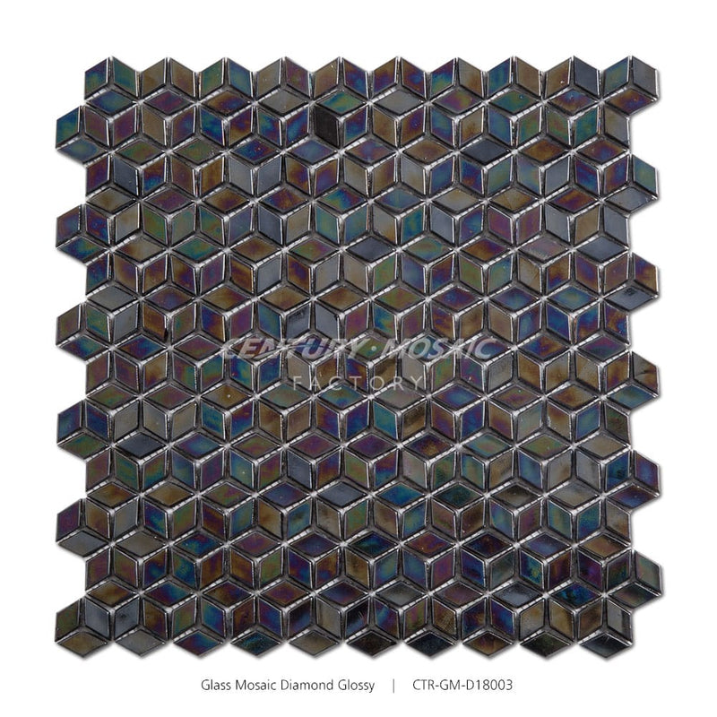Glossy Small Diamond Glass Mosaic Black Glossy Wholesale