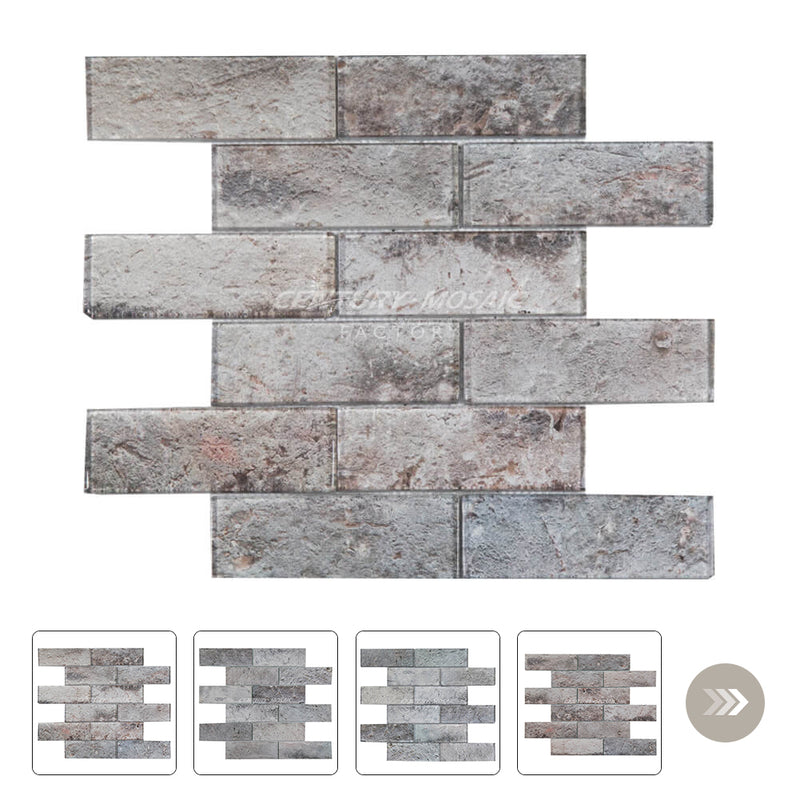 Brick Glass Mosaic Gray Brick Textured Wholesale