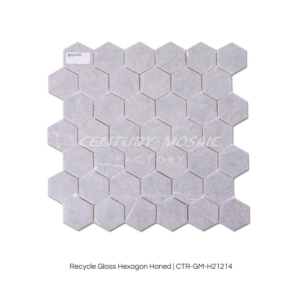 Recycle Glass Hexagon Matt Mosaic Grey Hexagon Matt Wholesale