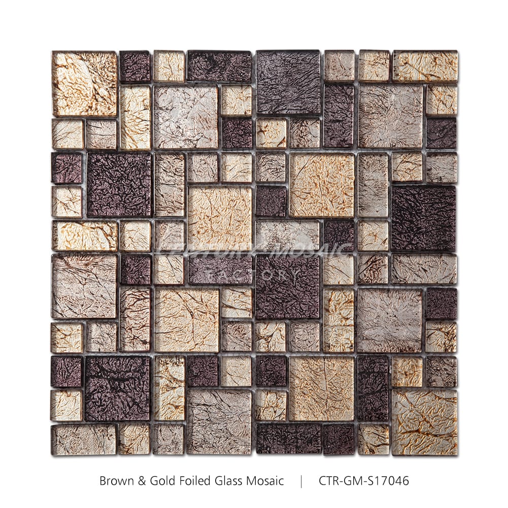Multi Sizes Square Glass Mosaic Brown Square Glossy Wholesale