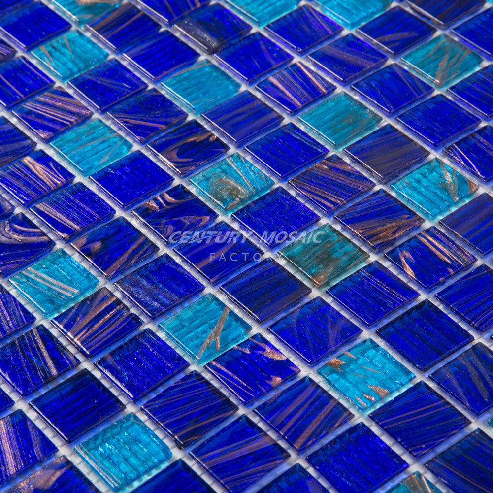 Blue Glazed Glass Square Mosaic Blue Square Glossy Wholesale ...