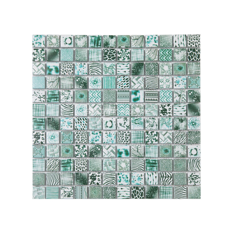 1” Mixed Color Square Glass Mosaic White Square Matt Wholesale
