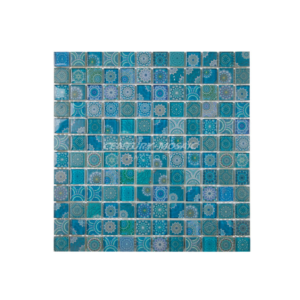 1‘’ Glass Square Mosaic Blue Square Glossy Wholesale
