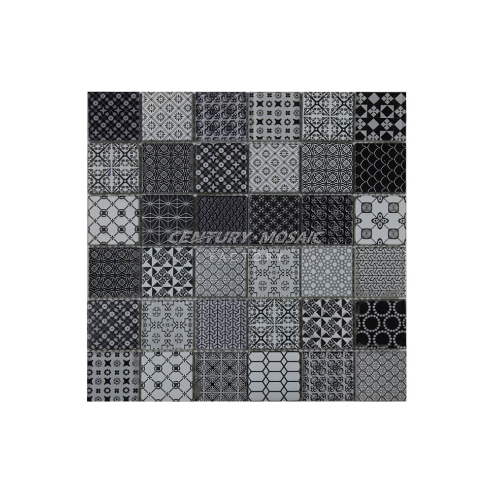 Mixed Color Square Glass Mosaic Black Glossy Wholesale