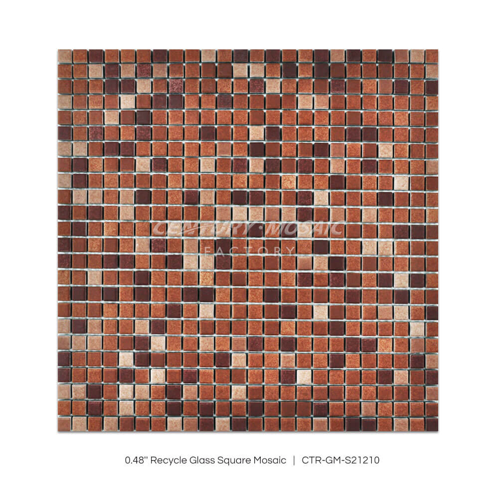 0.48” Recycle Glass Square Mosaic Brown Square Matt Wholesale