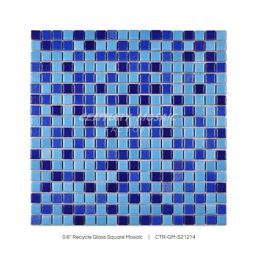 0.6” Recycle Glass Square Mosaic Gray Square Glazed Wholesale