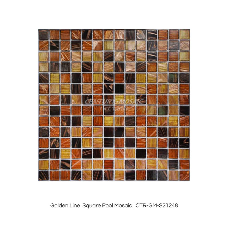Golden Line Square Swimming Pool Square Glass Mosaic Manufacturer