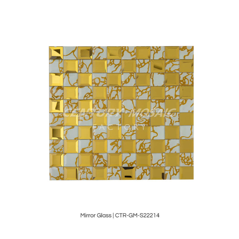 Mirror Glass Mosaic Yellow Square Glossy Wholesale