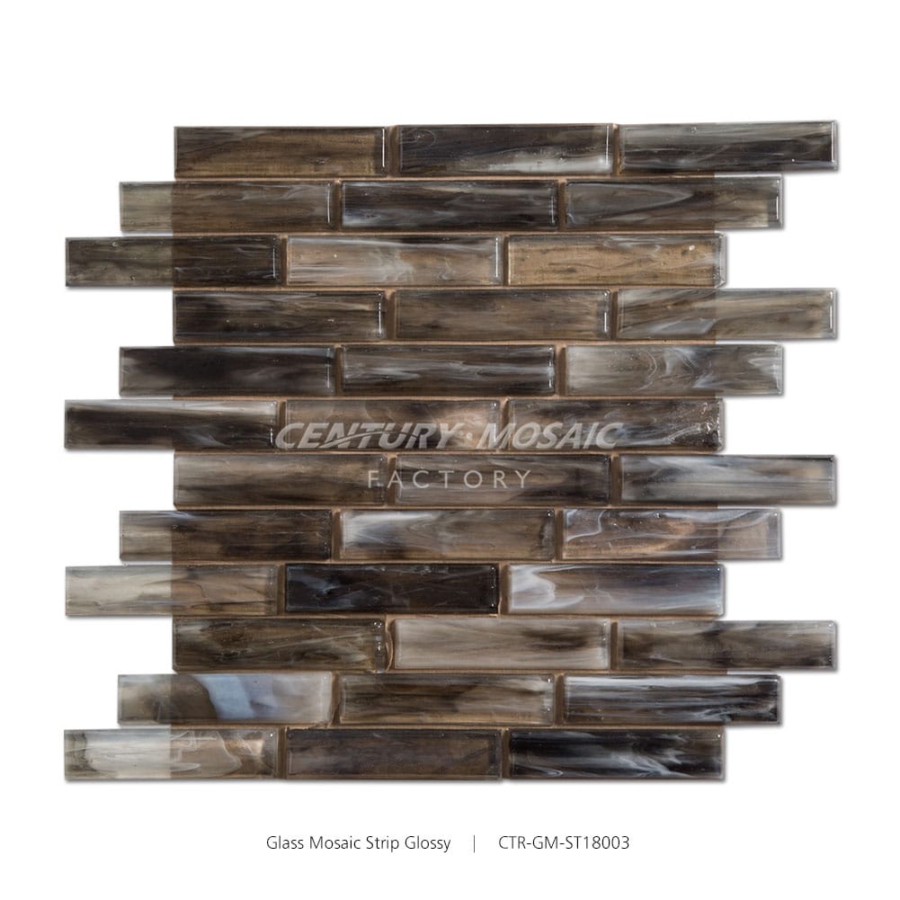 Mix Color Glass Strip Mosaic Brown Strip Glossy Wholesale