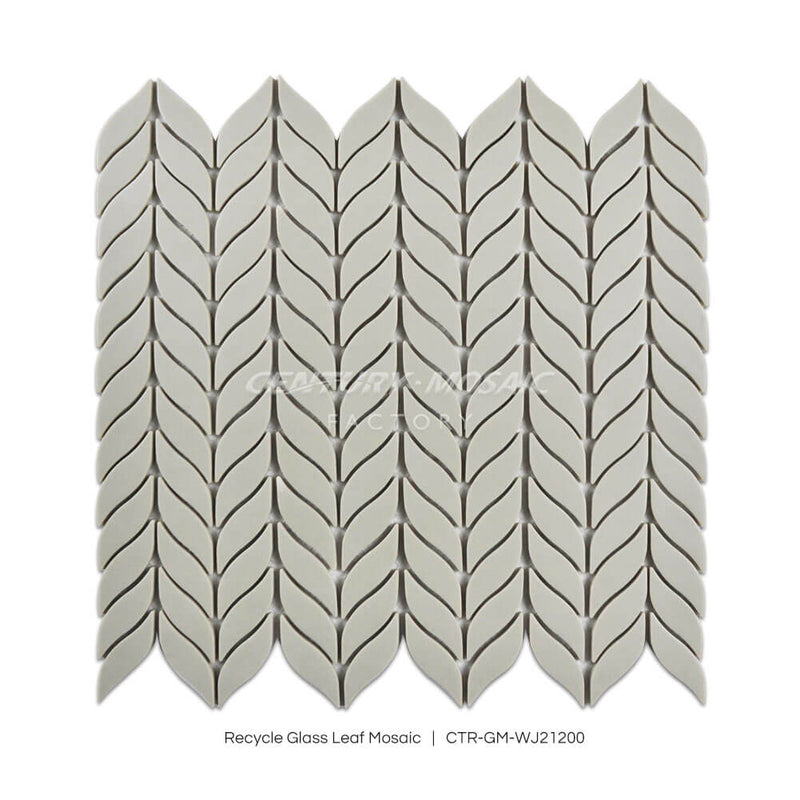 Recycle Glass Leaf Mosaic Beige Matt Glossy Wholesale