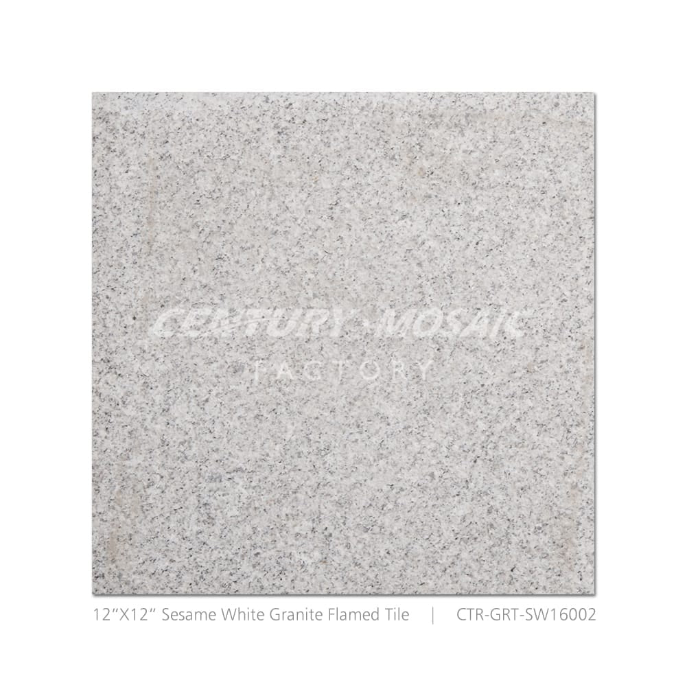 Sesame White Granite 12''x 12” Flamed Tile Wholesale