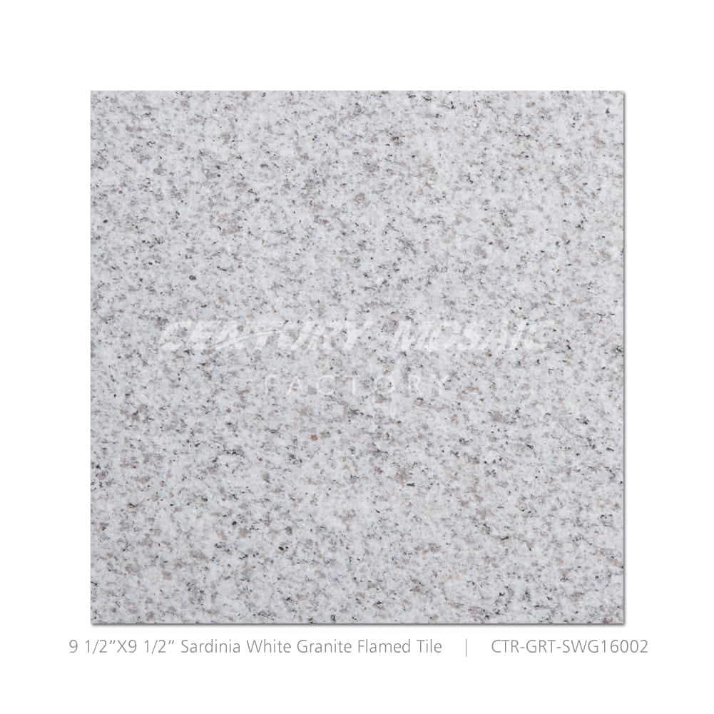 Sardinia White Granite 9 1/2''x 9 1/2” Flamed Tile Wholesale