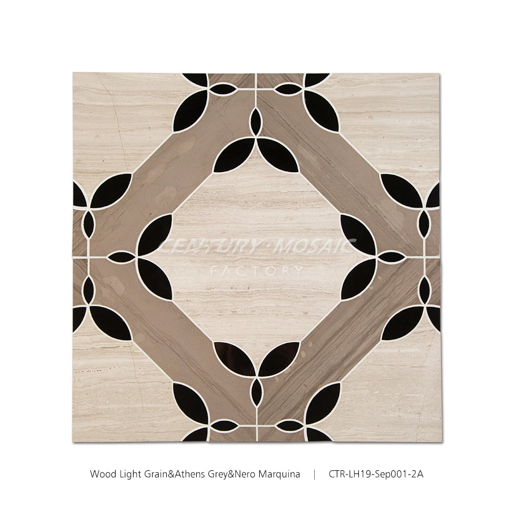 Mirror Lake Waterjet Marble Beige Polished Mosaic Wholesale