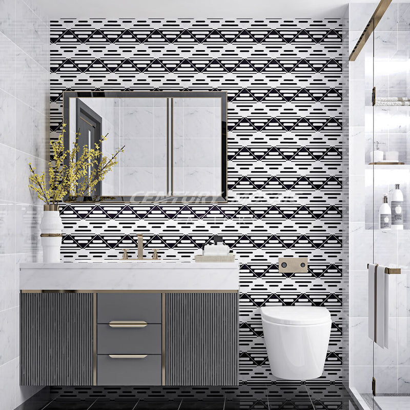 Wind Silhouette White Black Rhombus Polished Mosaic Wholesale