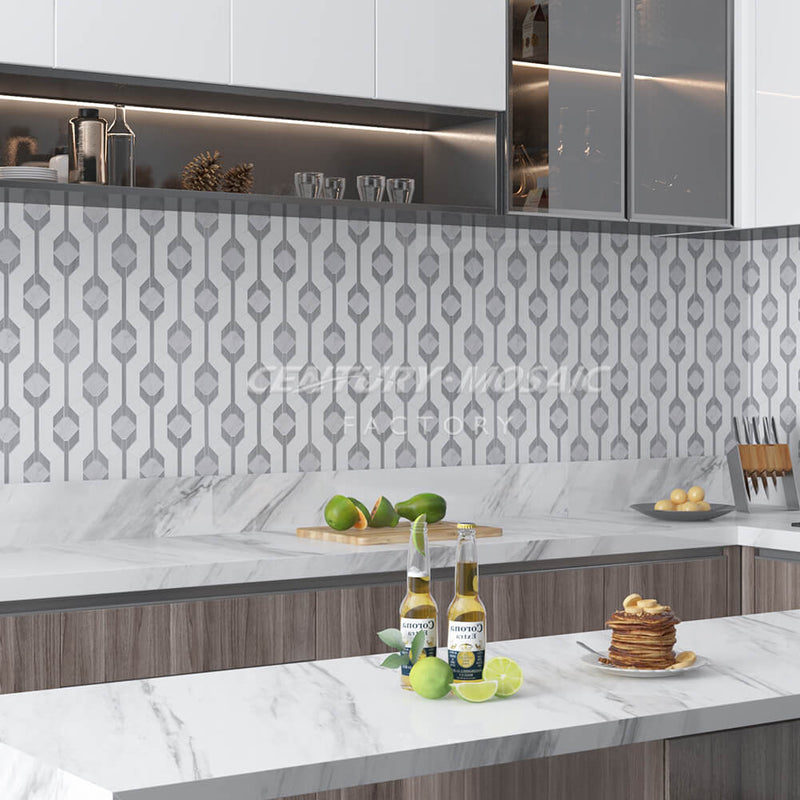 Glorious on Wrist Marble White Grey Art Polished Mosaic Wholesale