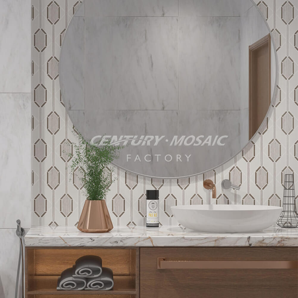 Scent of Romance Marble White Beige Art Polished Mosaic Wholesale