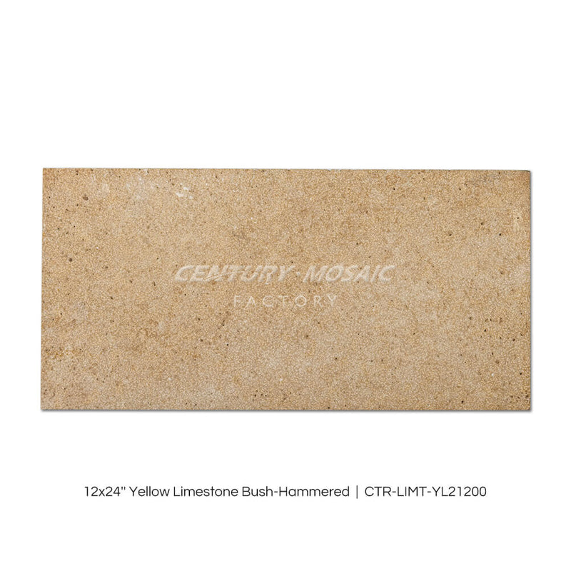 Yellow Limestone Bush-hammered&Honed Tile Wholesale