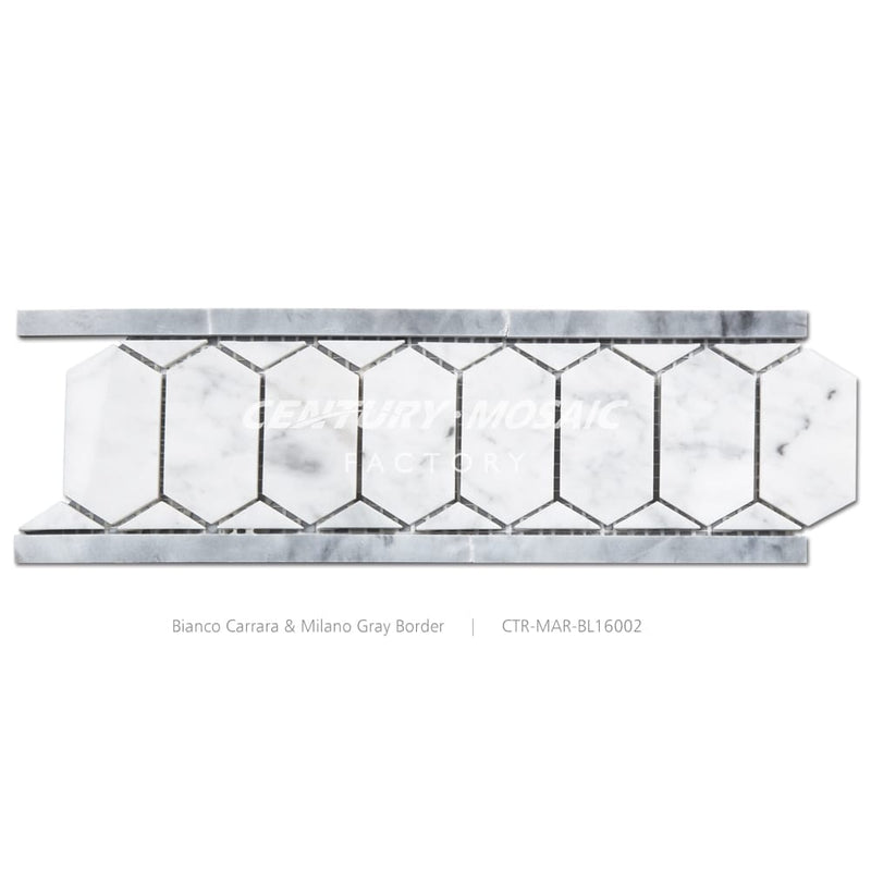 Bianco Carrara & Milano Gray Marble Polished Border Wholesale
