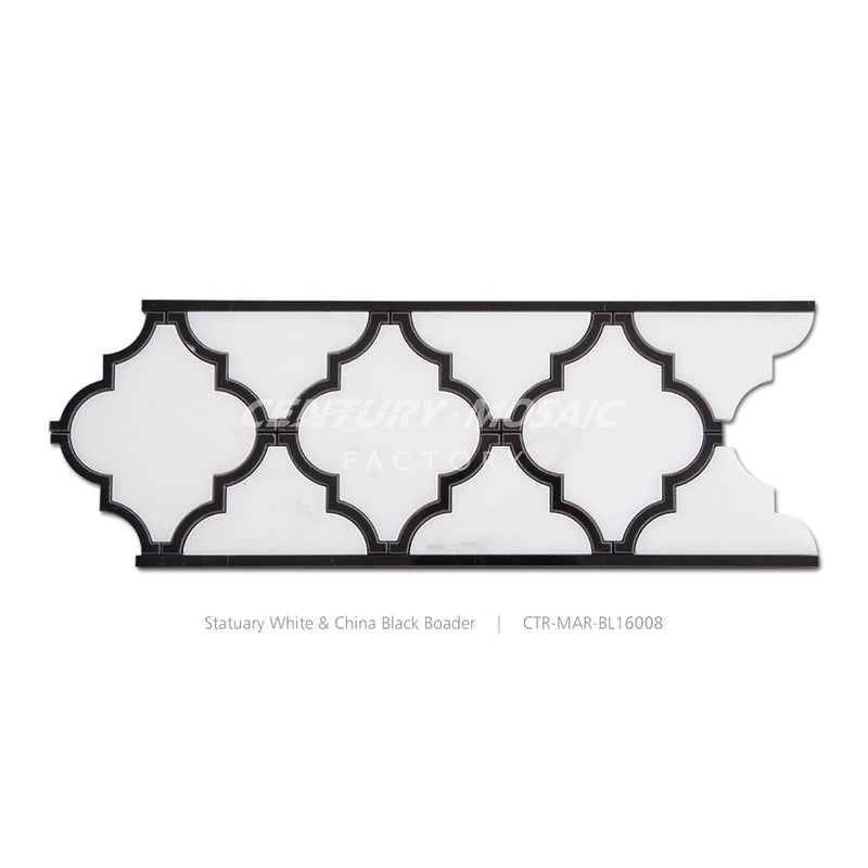 Statuary White & China Black Marble Polished Border Wholesale
