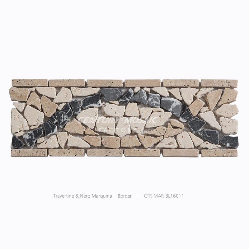 Travertine & Nero Marquina Marble Polished Border Wholesale