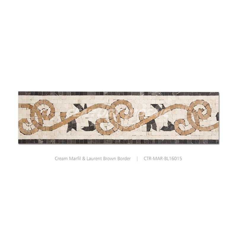 Cream Marfil&Laurent Brown Border Tile Marble Polished Border Wholesale