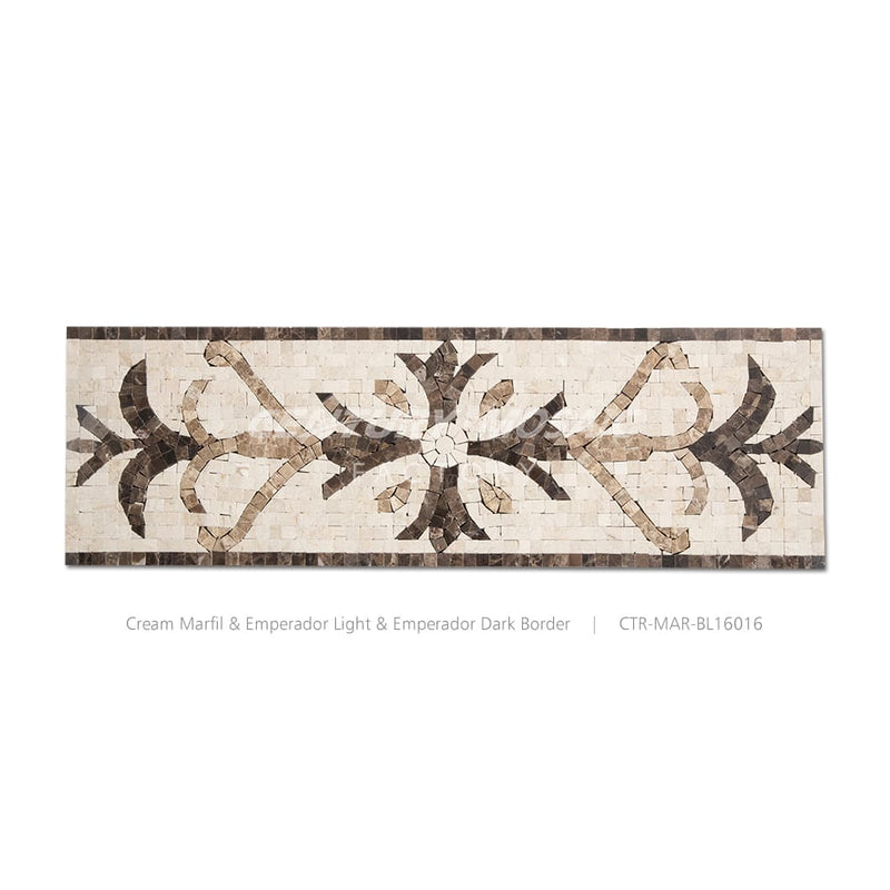 Cream Marfil & Emperador Light & Emperador Dark  Marble Polished Border Wholesale