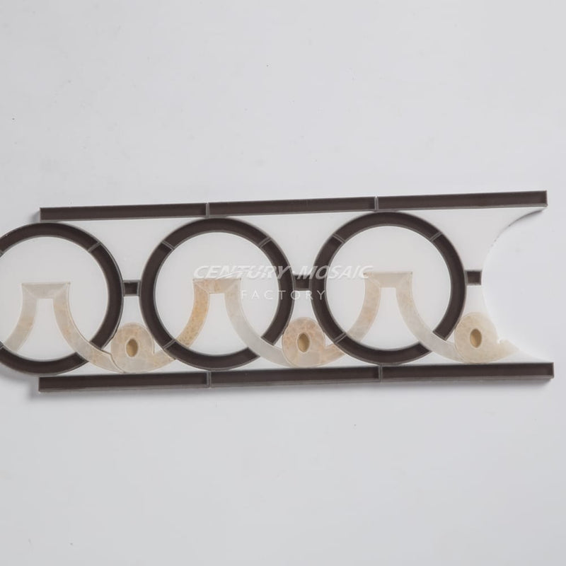 Paper Onyx & White Onyx & Brown Glass Polished Border Wholesale