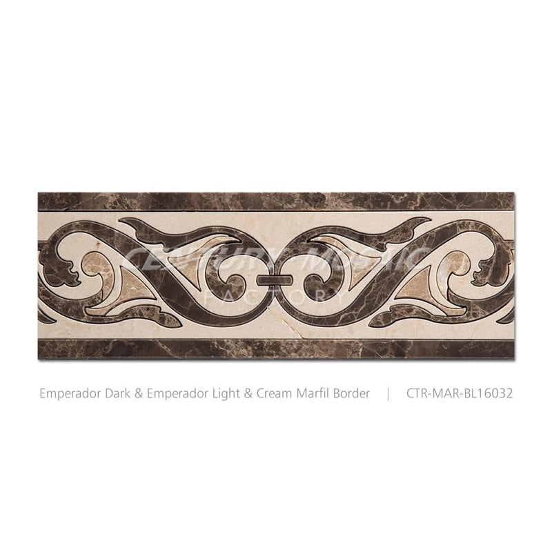 Emperador Dark & Emperador Light & Cream Marfil Polished Border Wholesale