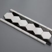 White Thassos & Nero Marquina Marble Border Tile