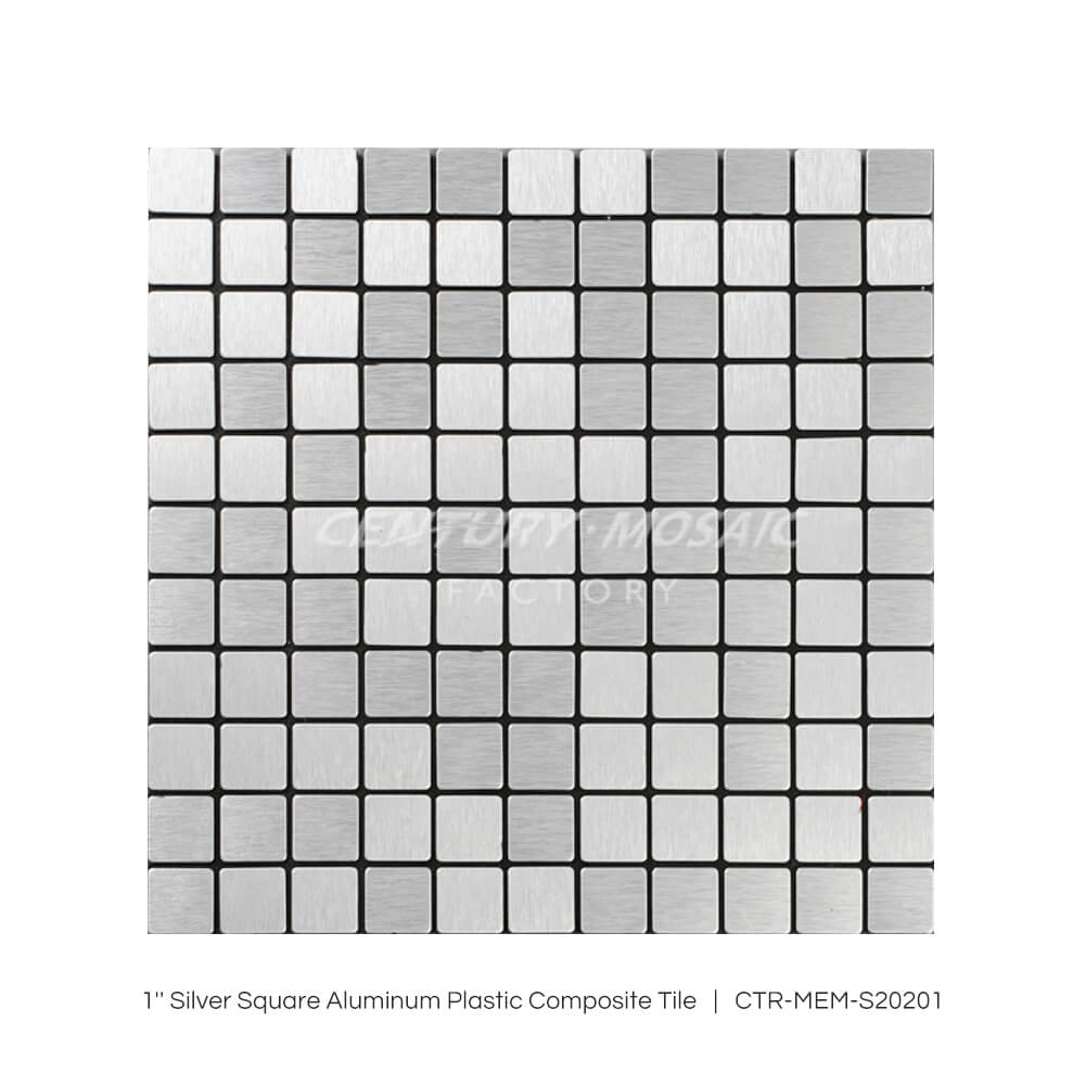 Aluminum Composite Plastic 1” Silver Square Mosaic Tile Wholesale