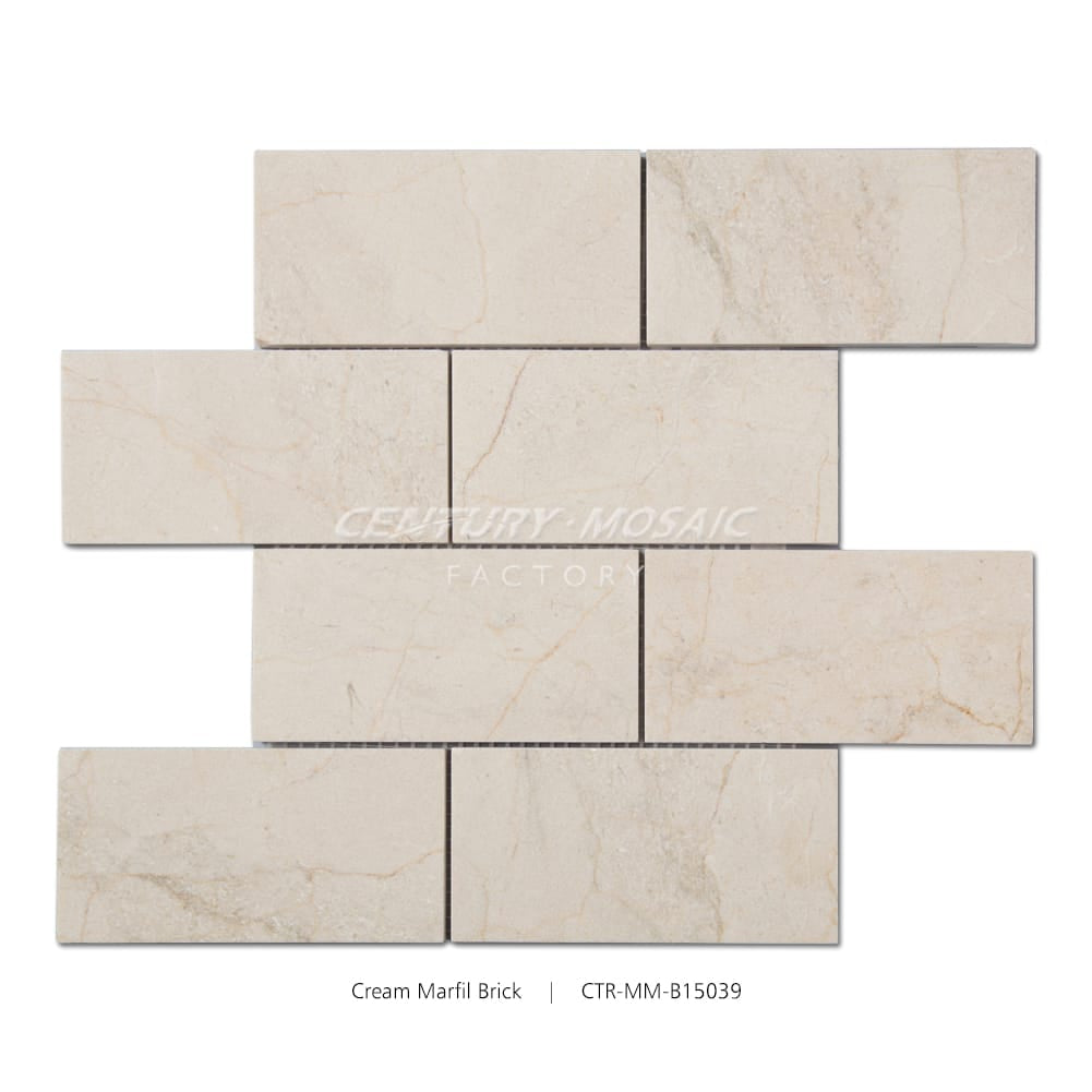 Cream Marfil Marble Tile Beige 3”x6” Polished Wholesale
