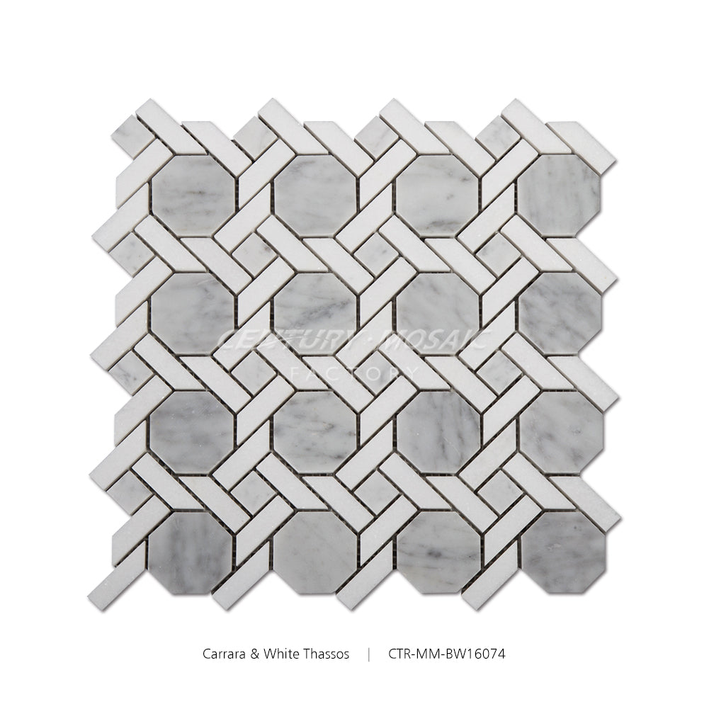 Octagon Marble White Polished Mosaic Wholesale
