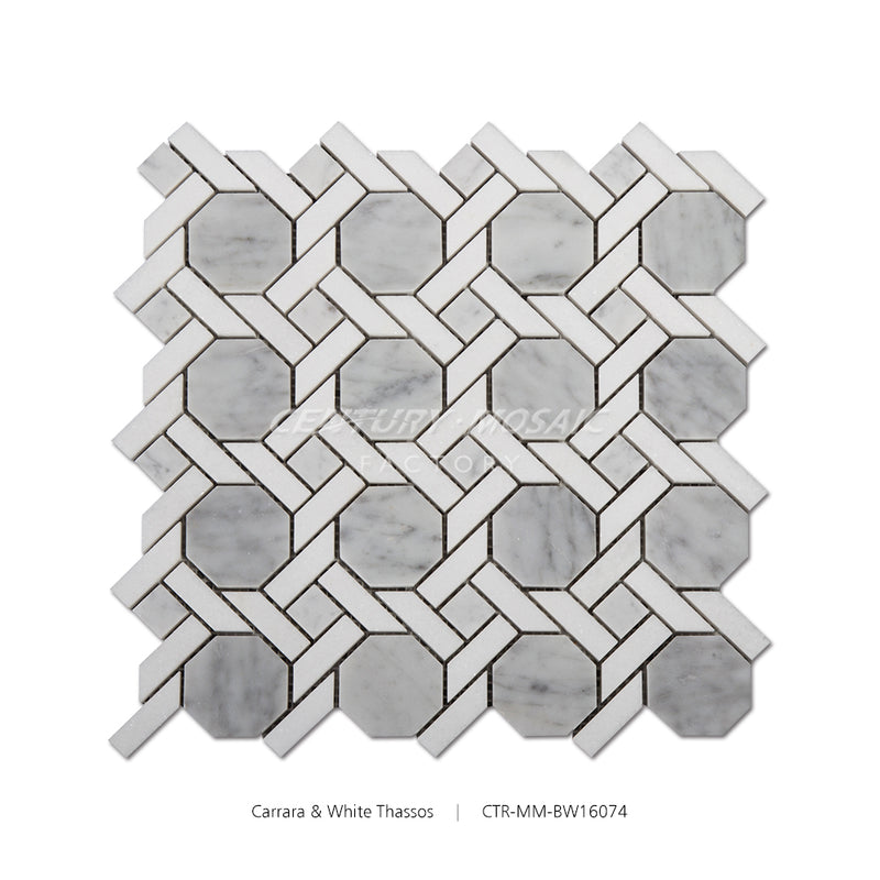 Octagon Marble White Polished Mosaic Wholesale
