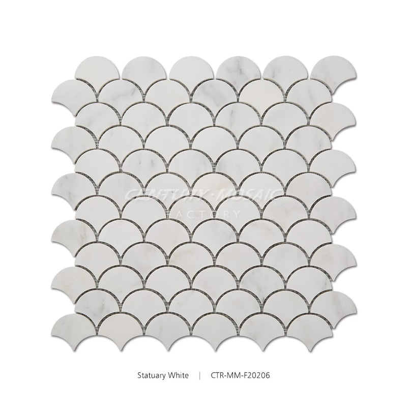 Statuary White Marble Fan Shape Polished Mosaic Wholesale