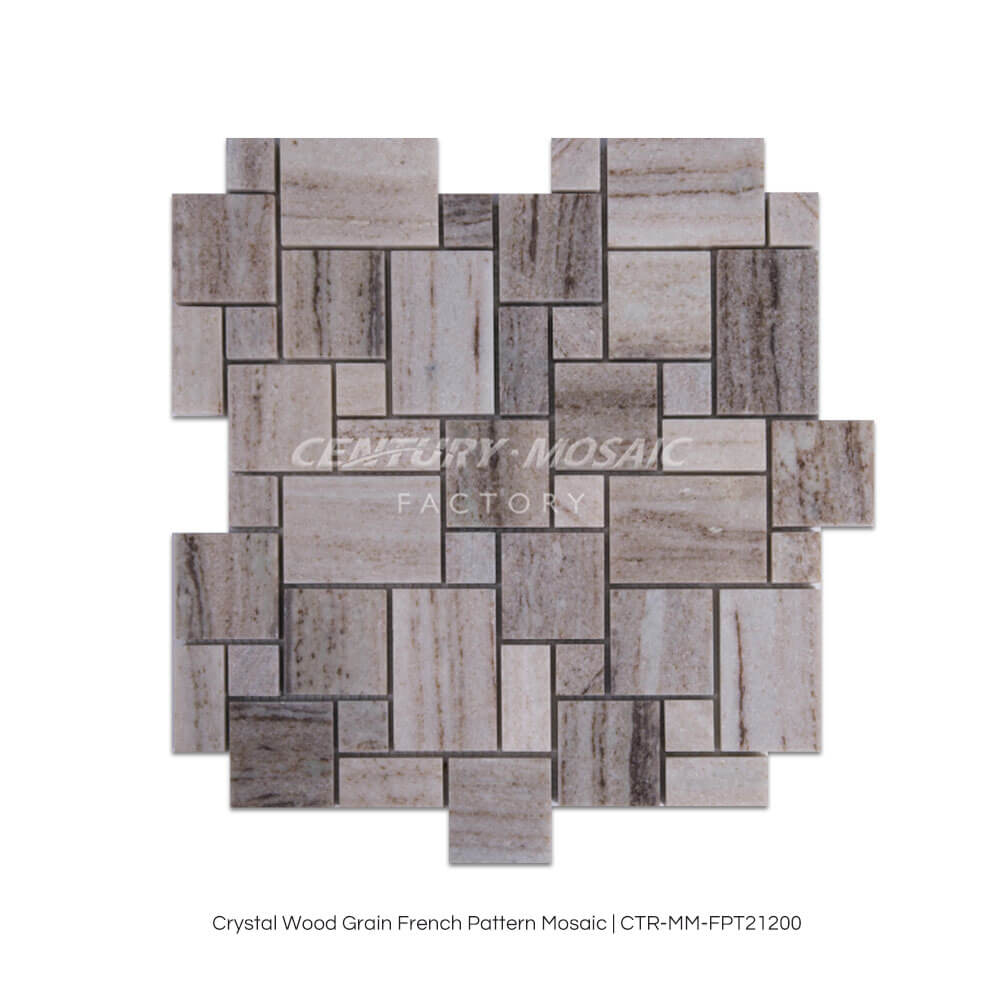 Crystal Wood Grain Marble Brown French Pattern Polished Mosaic Wholesale
