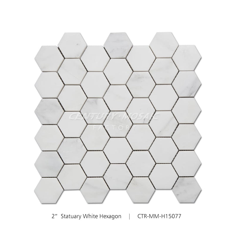 2” Hexagon Marble White Polished Mosaic Wholesale