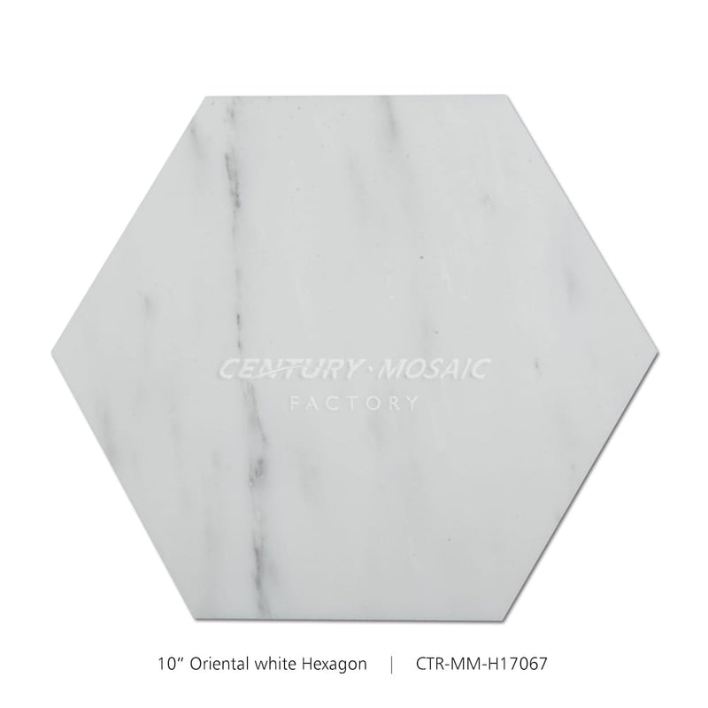 Statuary White Hexagon 10” Marble Tile Polished Wholesale