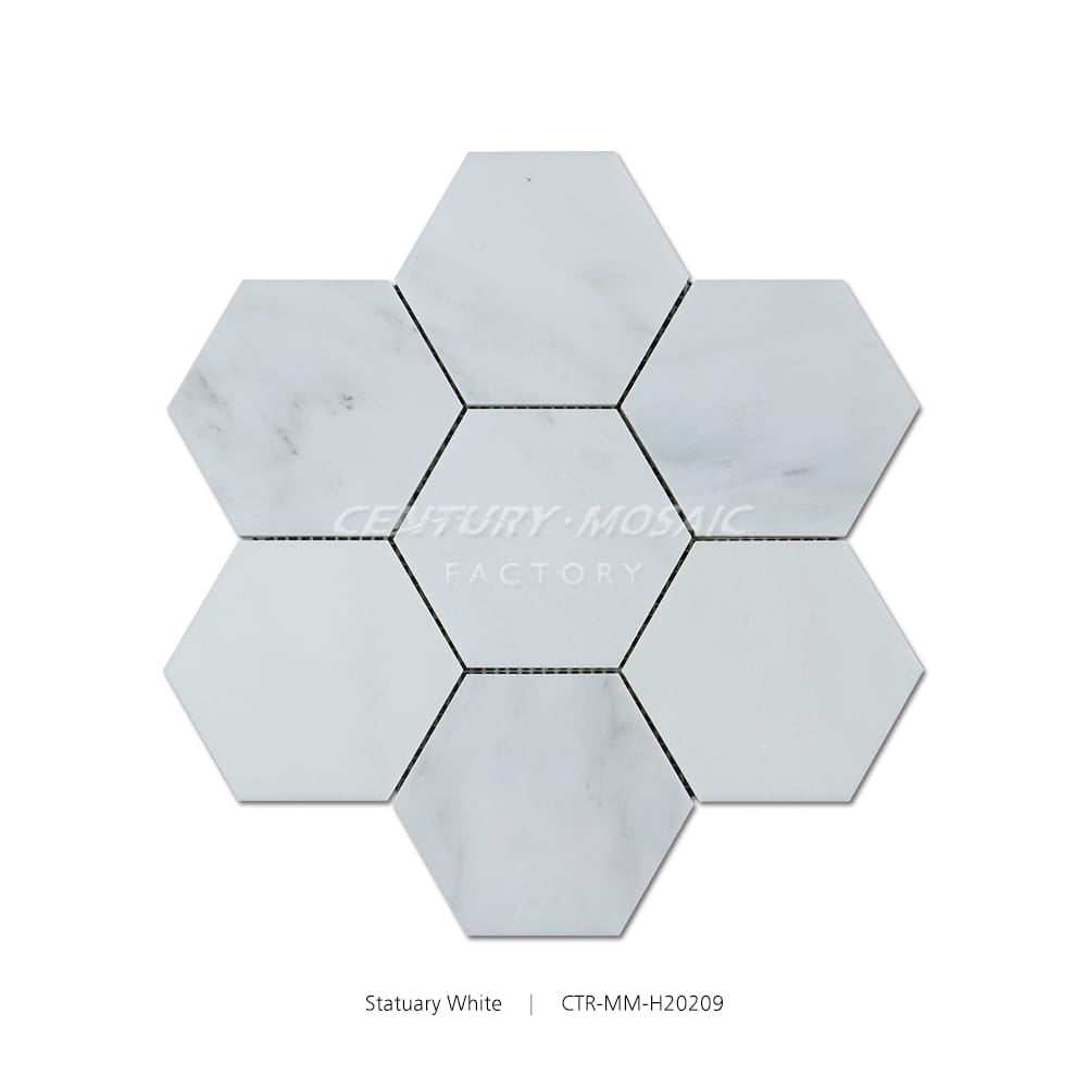 Statuary White 5" Hexagon Polished Mosaic Wholesale
