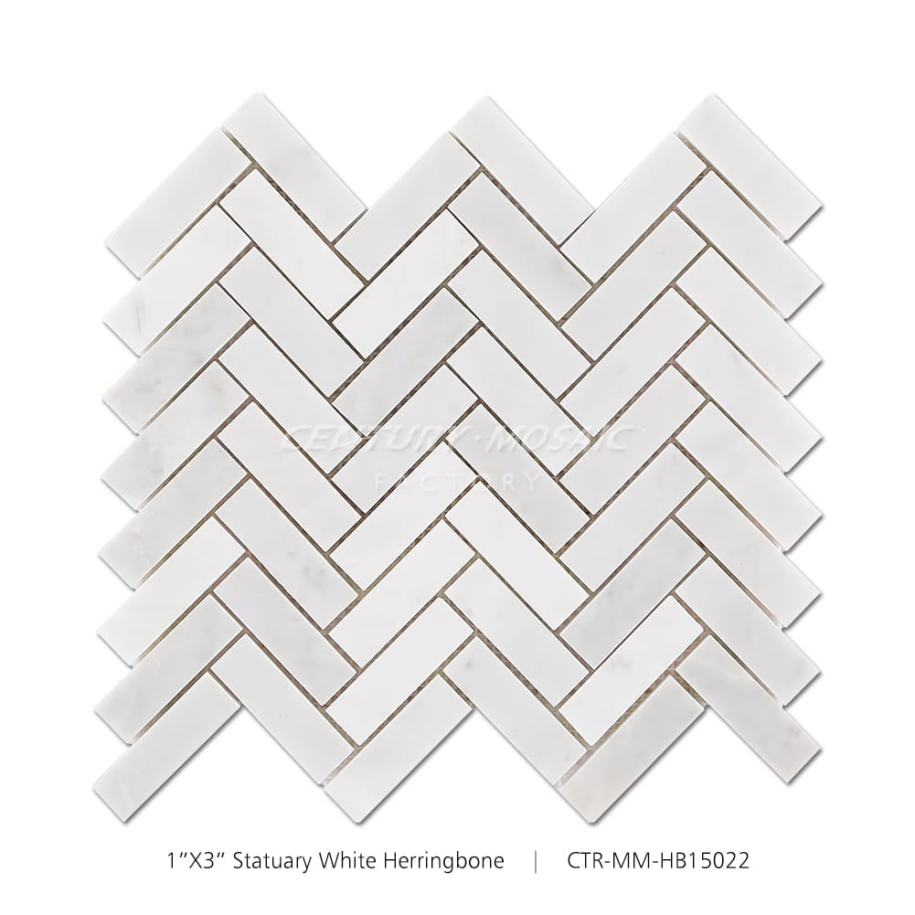 1"x 3" Herringbone Marble Mosaic Collection Wholesale
