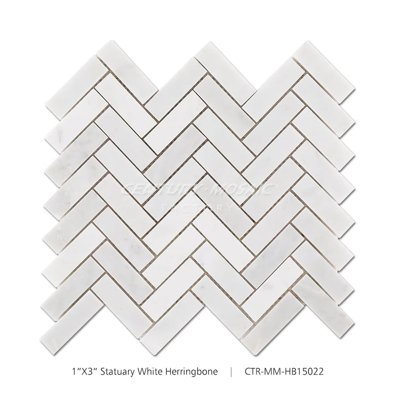 1"x 3" Herringbone Marble Mosaic Collection Wholesale