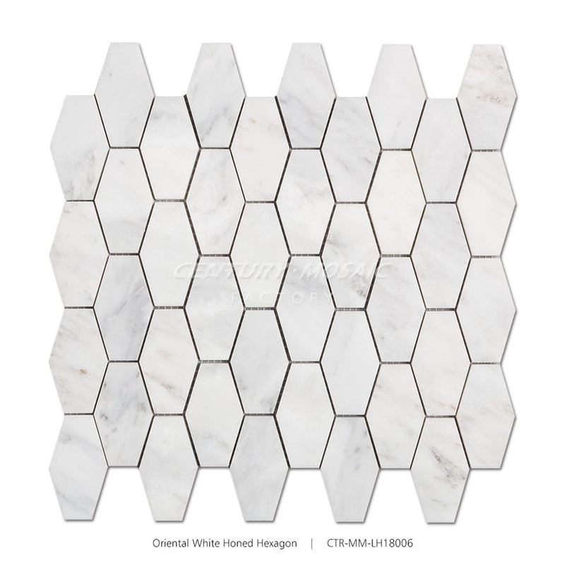 Statuary White Marble Long Hexagon Polished Mosaic Wholesale