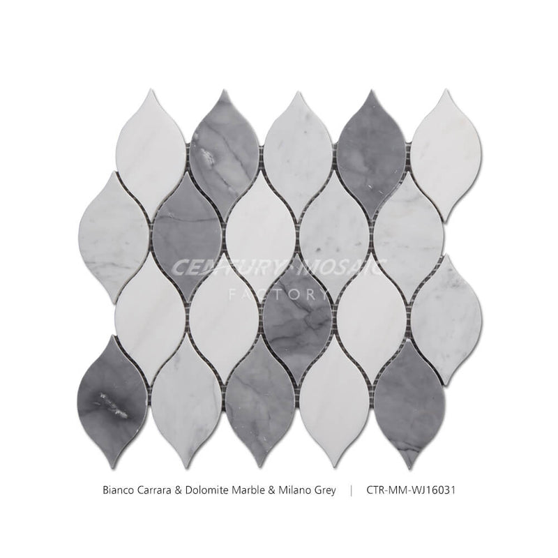 Dolomite Marble Bianco Carrara Mylanno Grey Arabesque Polished Mosaic Wholesale