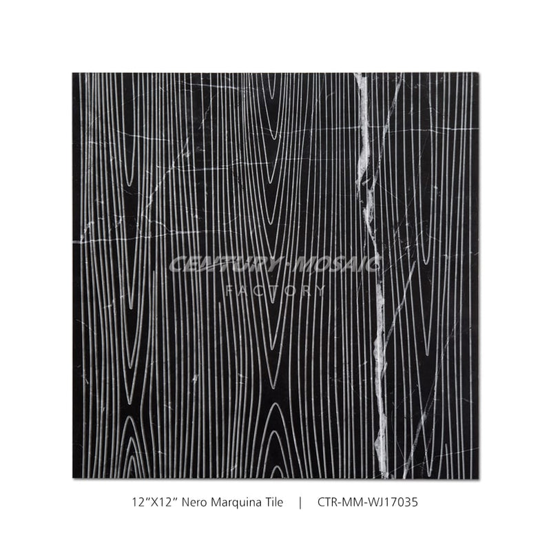Nero Marquina Carved Black Marble Tile Polished Wholesale