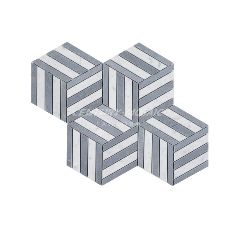 Cube Forest Marble White  Cube Polished Mosaic Wholesale