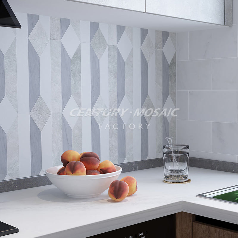 Break of Day White Grey Polished Marble Mosaic Wholesale