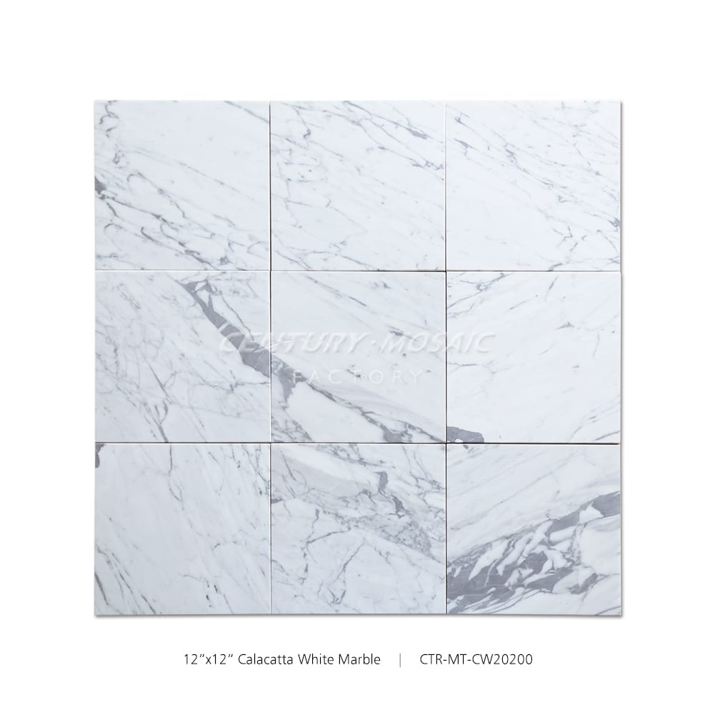 Calacatta White Marble White 12”x12” Polished Tile Wholesale