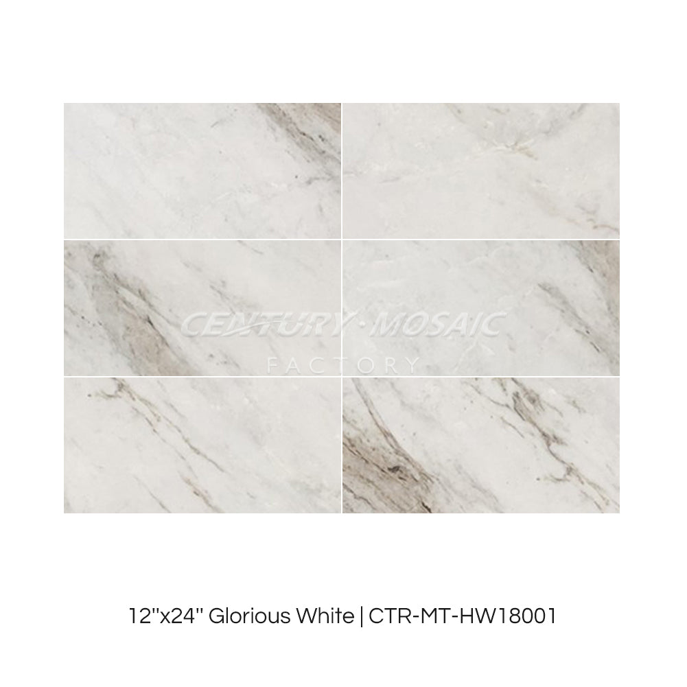 Glorious White Marble 12″x24“ Polished Tile Wholesale