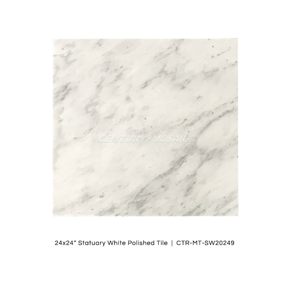 Statuary White Grey Marble Tile 24”x 24” Polished Wholesale