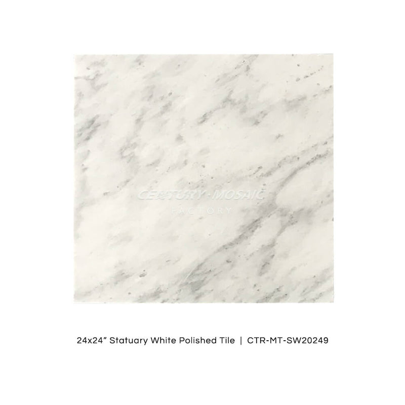 Statuary White Grey Marble Tile 24”x 24” Polished Wholesale